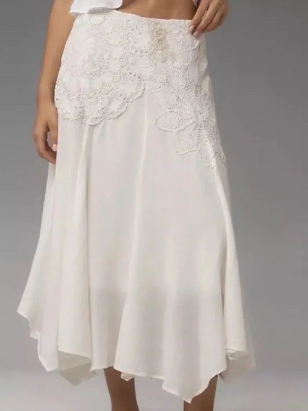 NWT 6P Anthropologie Crafted Crochet Skirt Lace Applique Lined - Picture 9 of 16